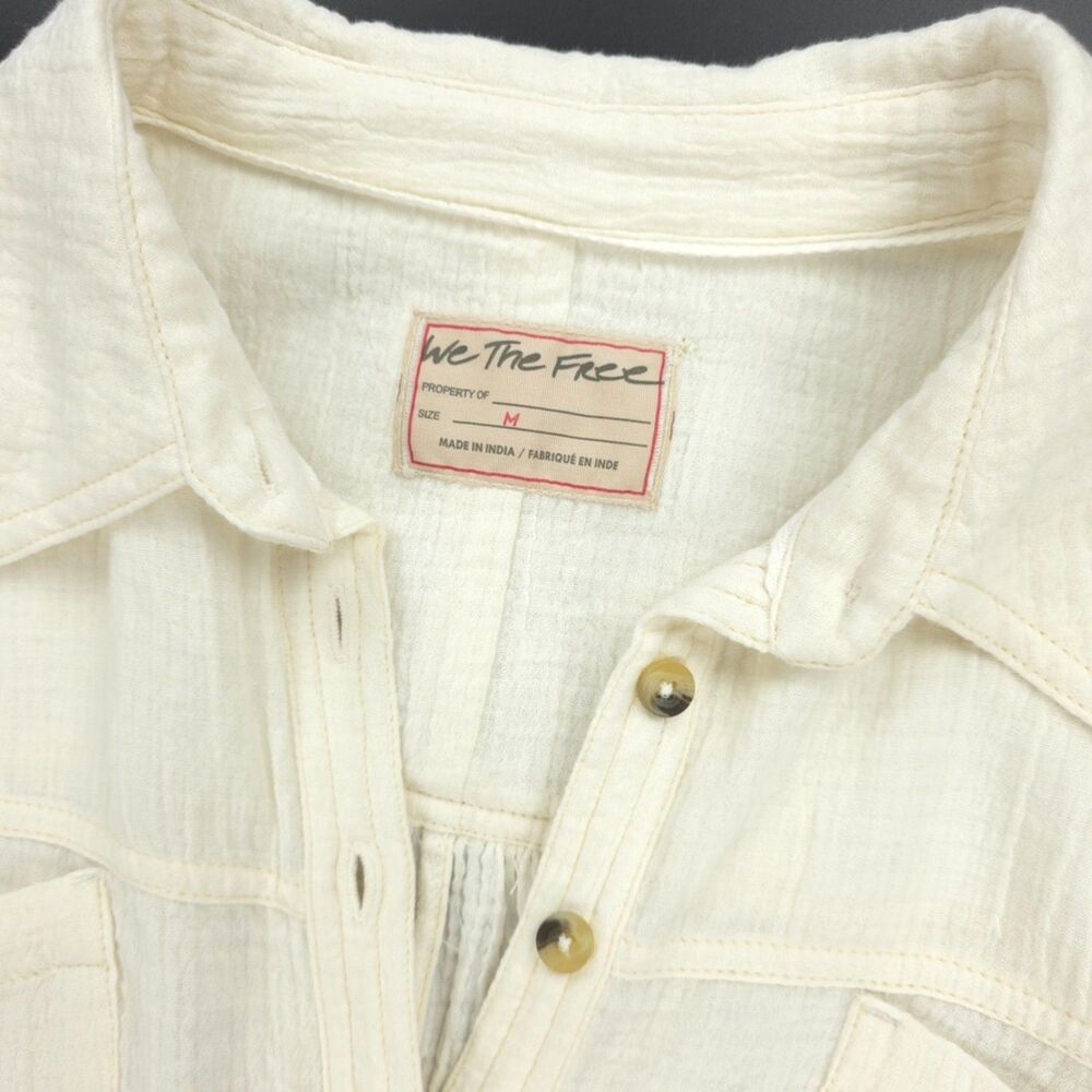 NEW Free People Cardiff Top Gauze Button Down Beachy Boho Lagenlook VSCO Minimal - Picture 2 of 14